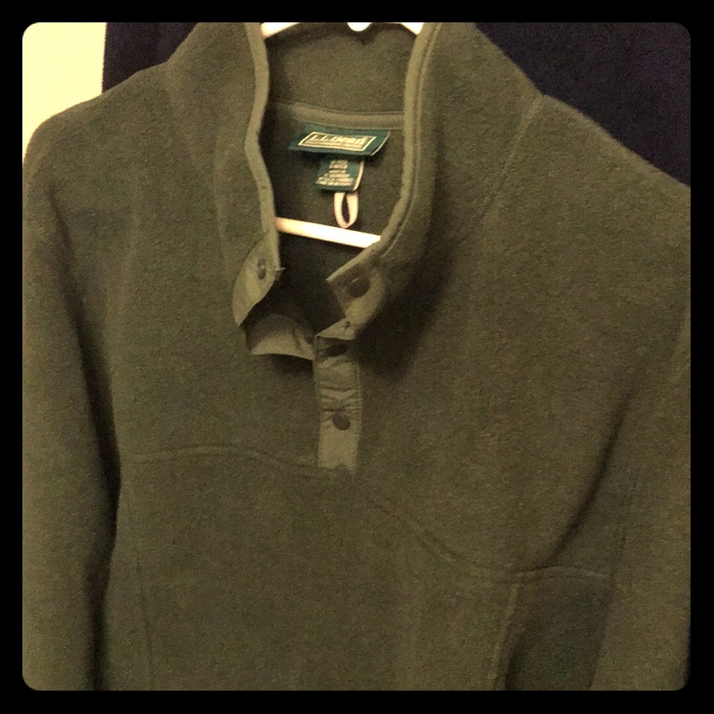 LL Bean green Fleece Pullover Sweater